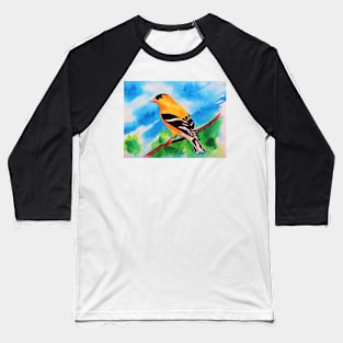 Watercolor Goldfinch Perching Baseball T-Shirt